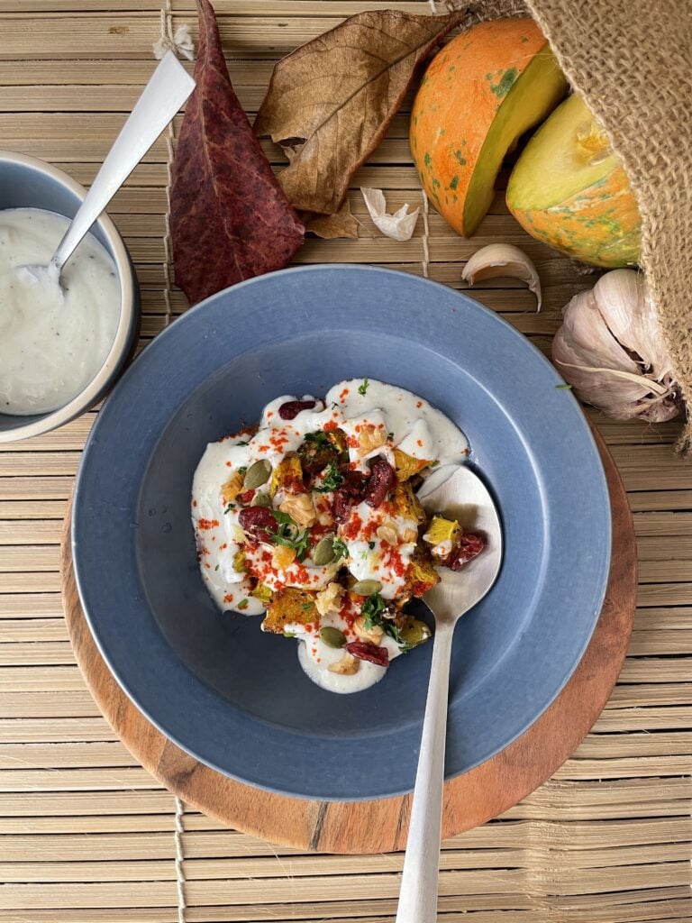 Roasted Pumpkin With Creamy Yogurt Sauce