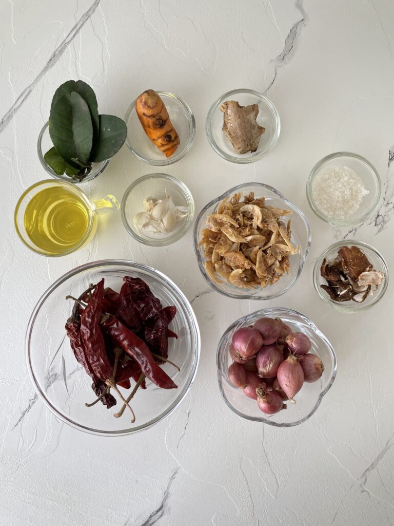ingredients for the Malaysian Sambal