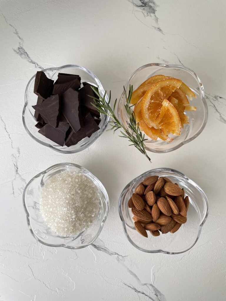 ingredients for the dark chocolate bark thins