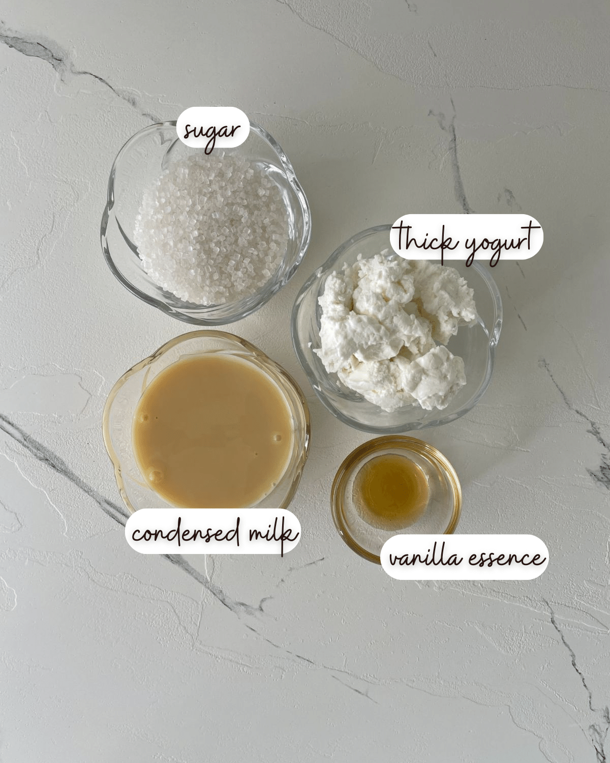 Ingredients of Baked Yogurt with Caramel Shards