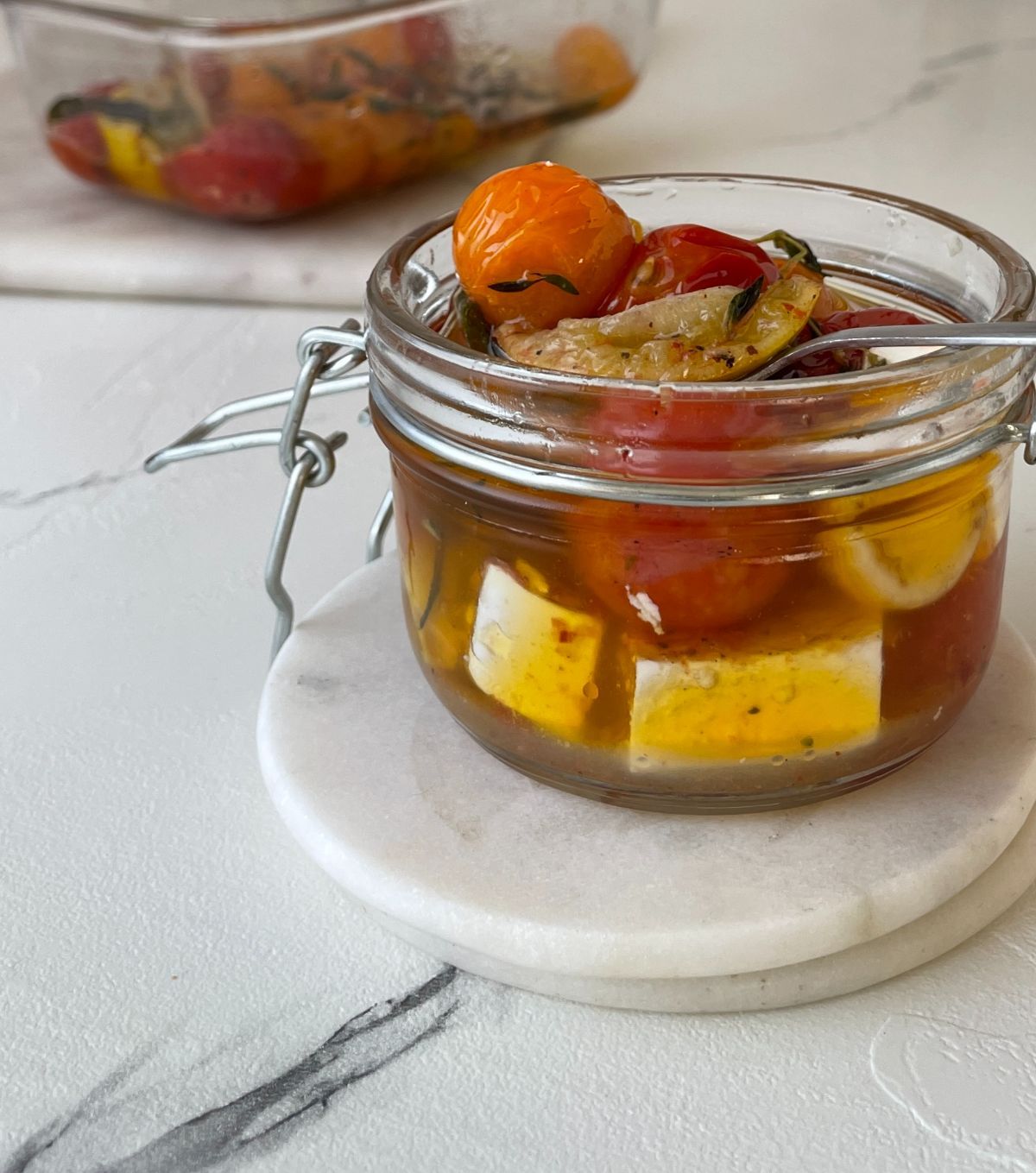 tomato garlic confit in a jar