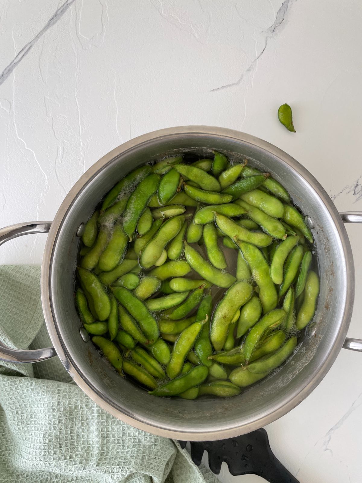 edamame being blanched