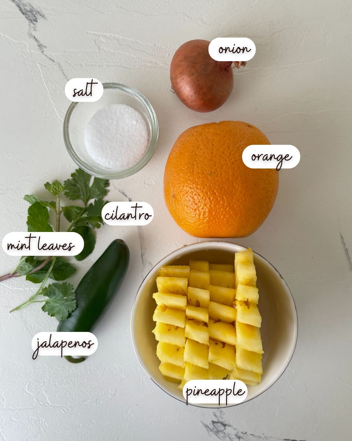 Ingredients of Jalapeno Pineapple Salsa