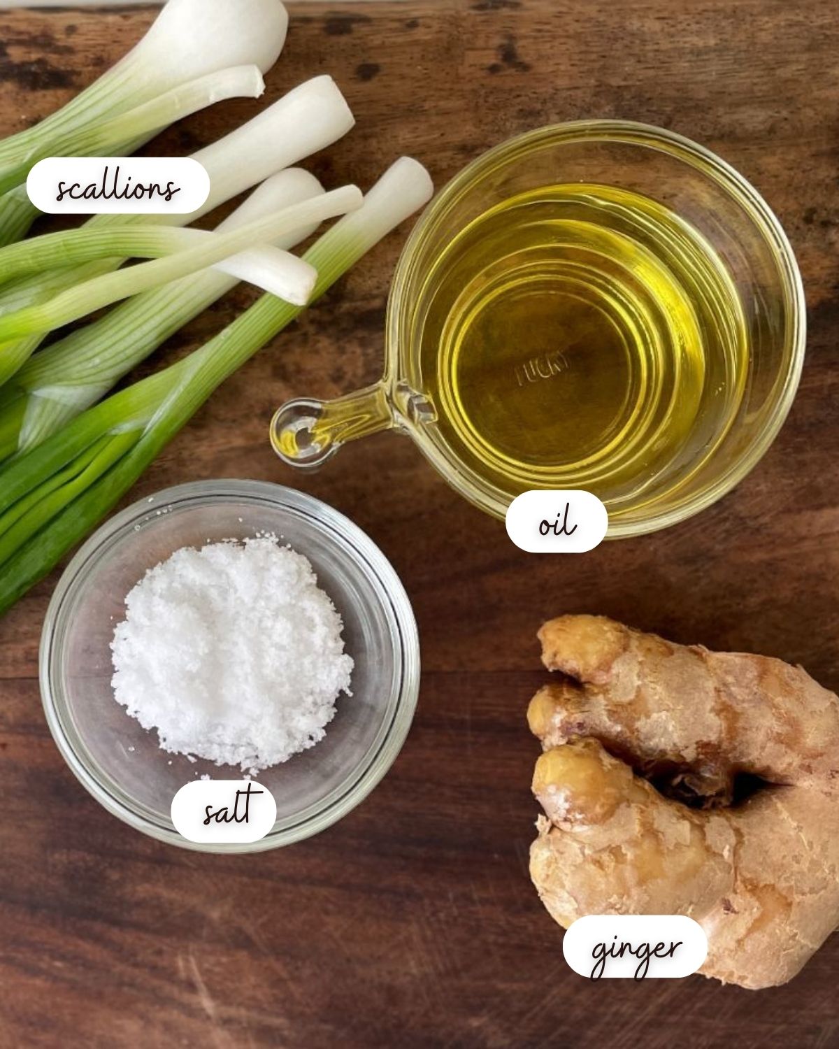 Ingredients of Scallion Ginger Oil