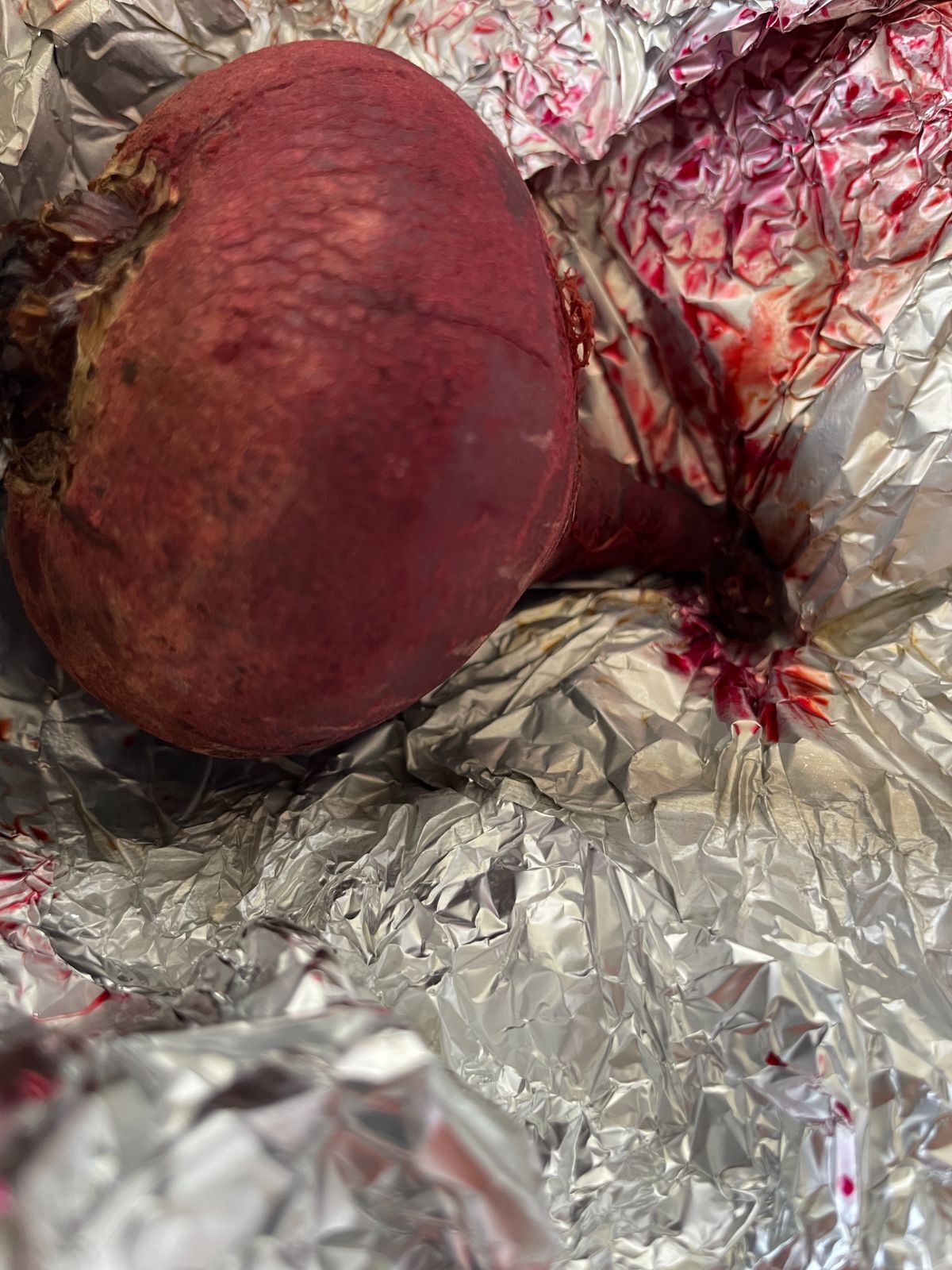 roasted beet wrapped in aluminum foil 