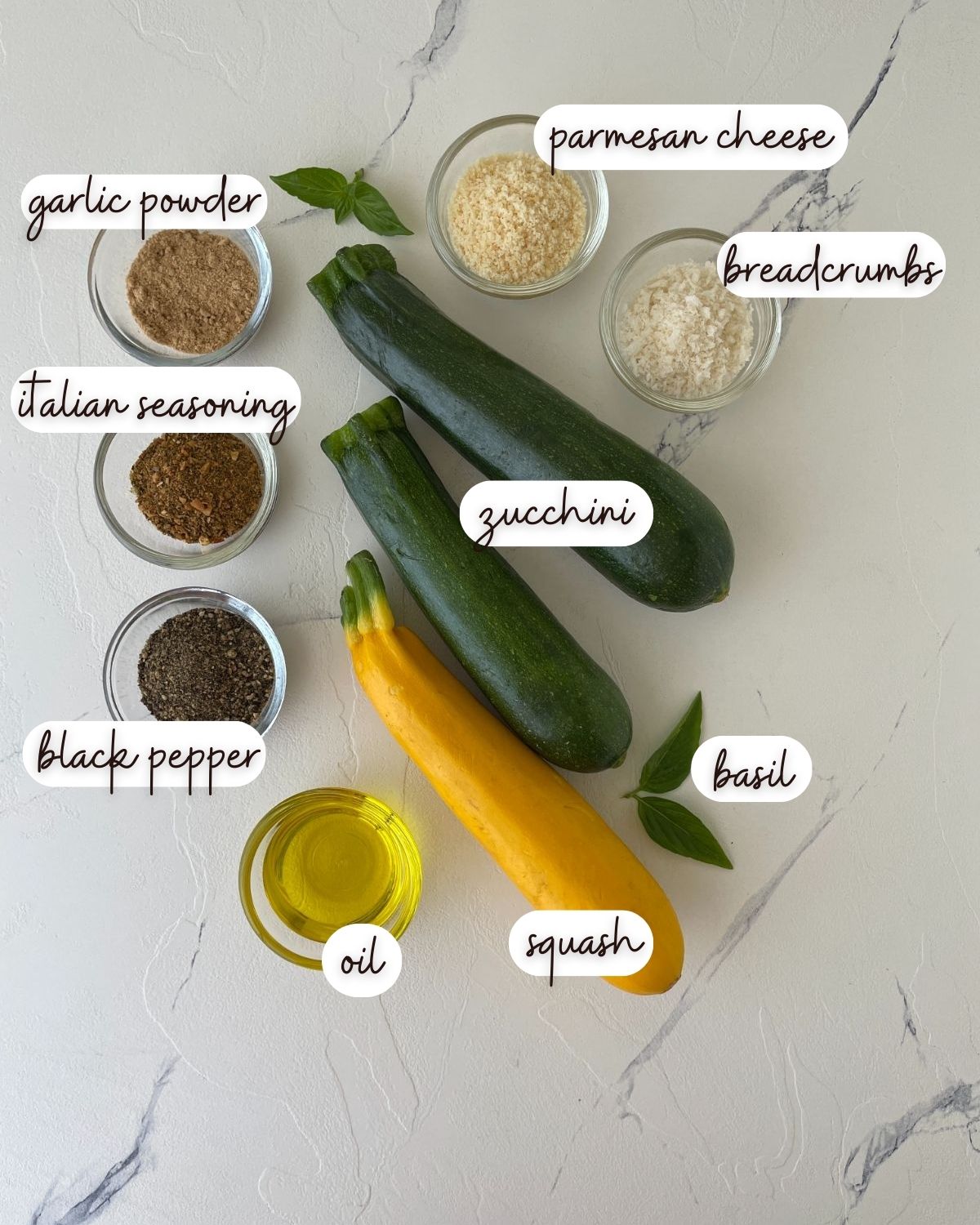 Ingredients of Air Fryer Squash and Zucchini