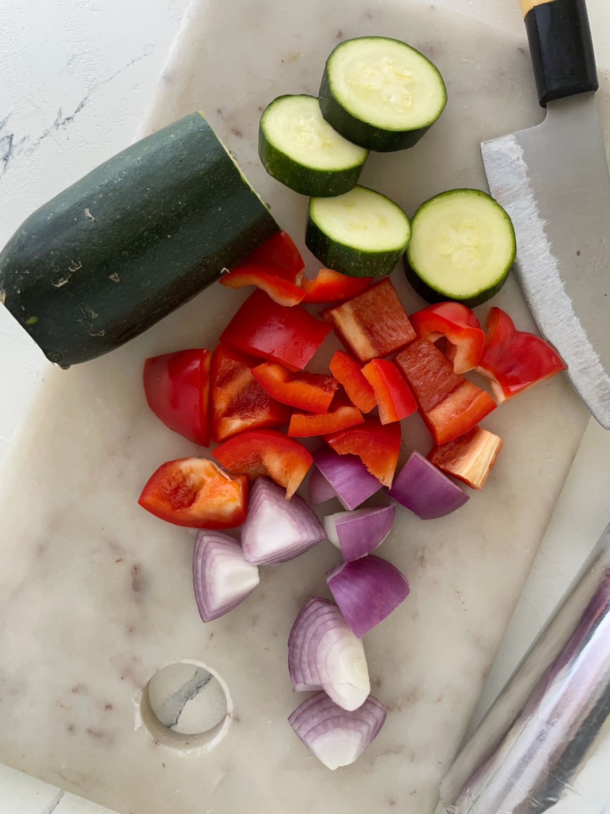 chop vegetables into pieces  