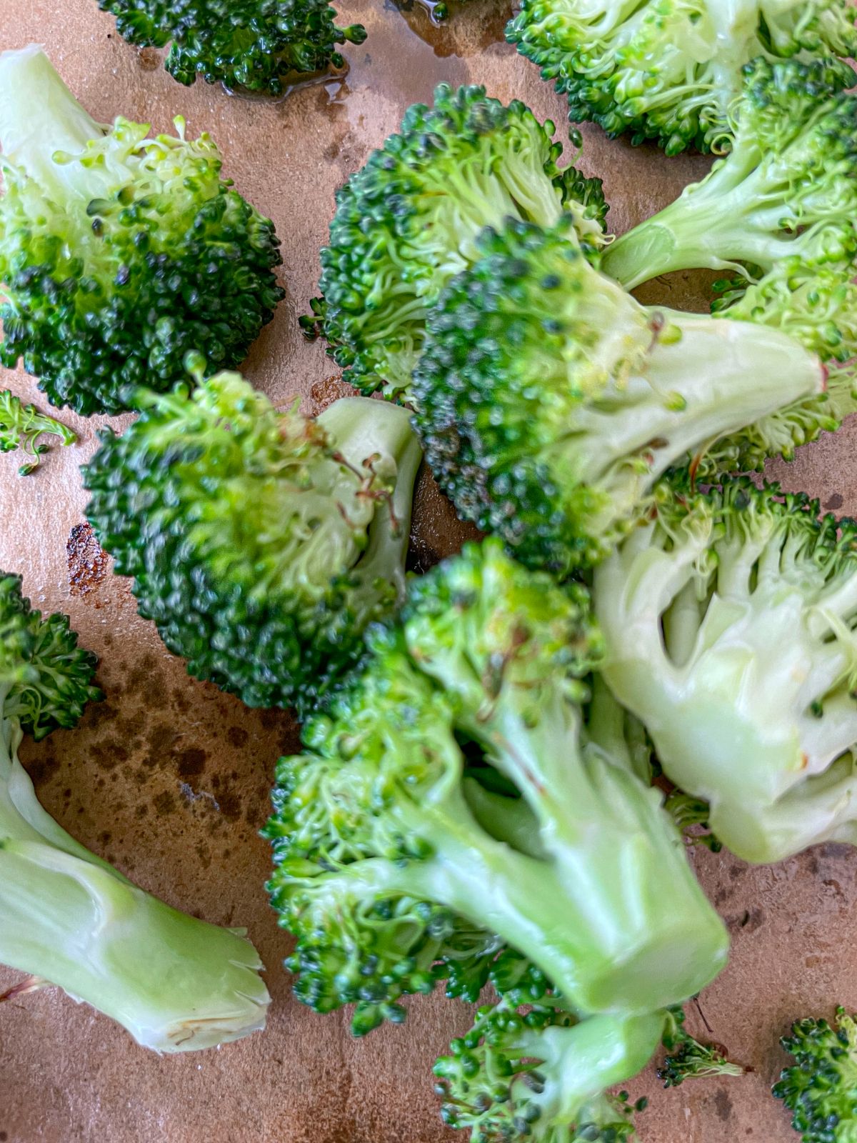 bake broccoli head for 10 mins