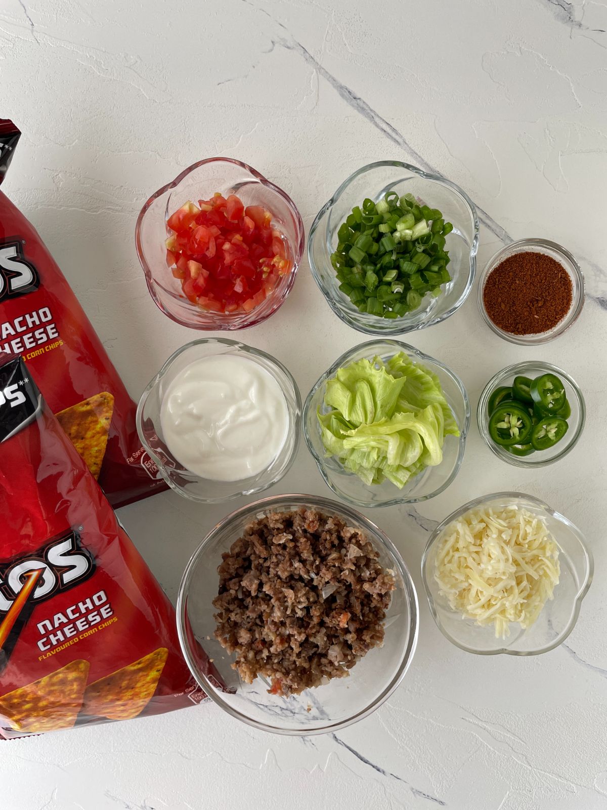 ingredients for Air Fryer Walking Tacos