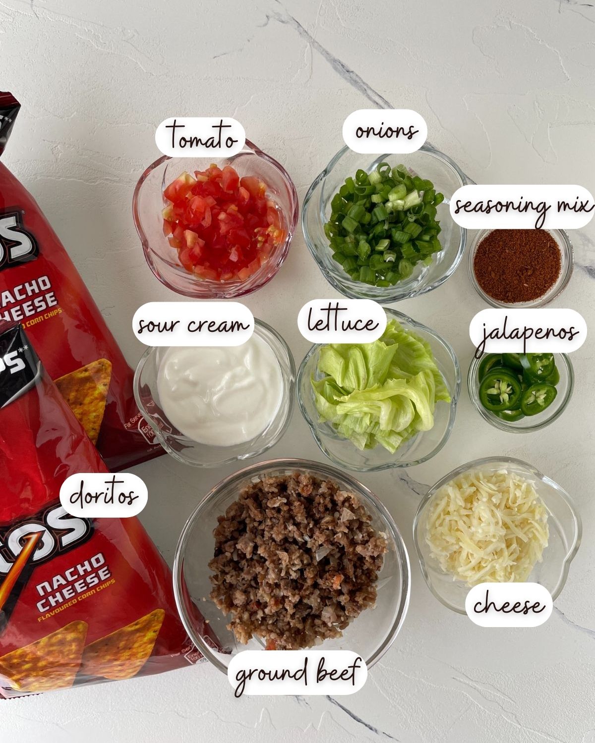 Ingredients of Air Fryer Walking Tacos
