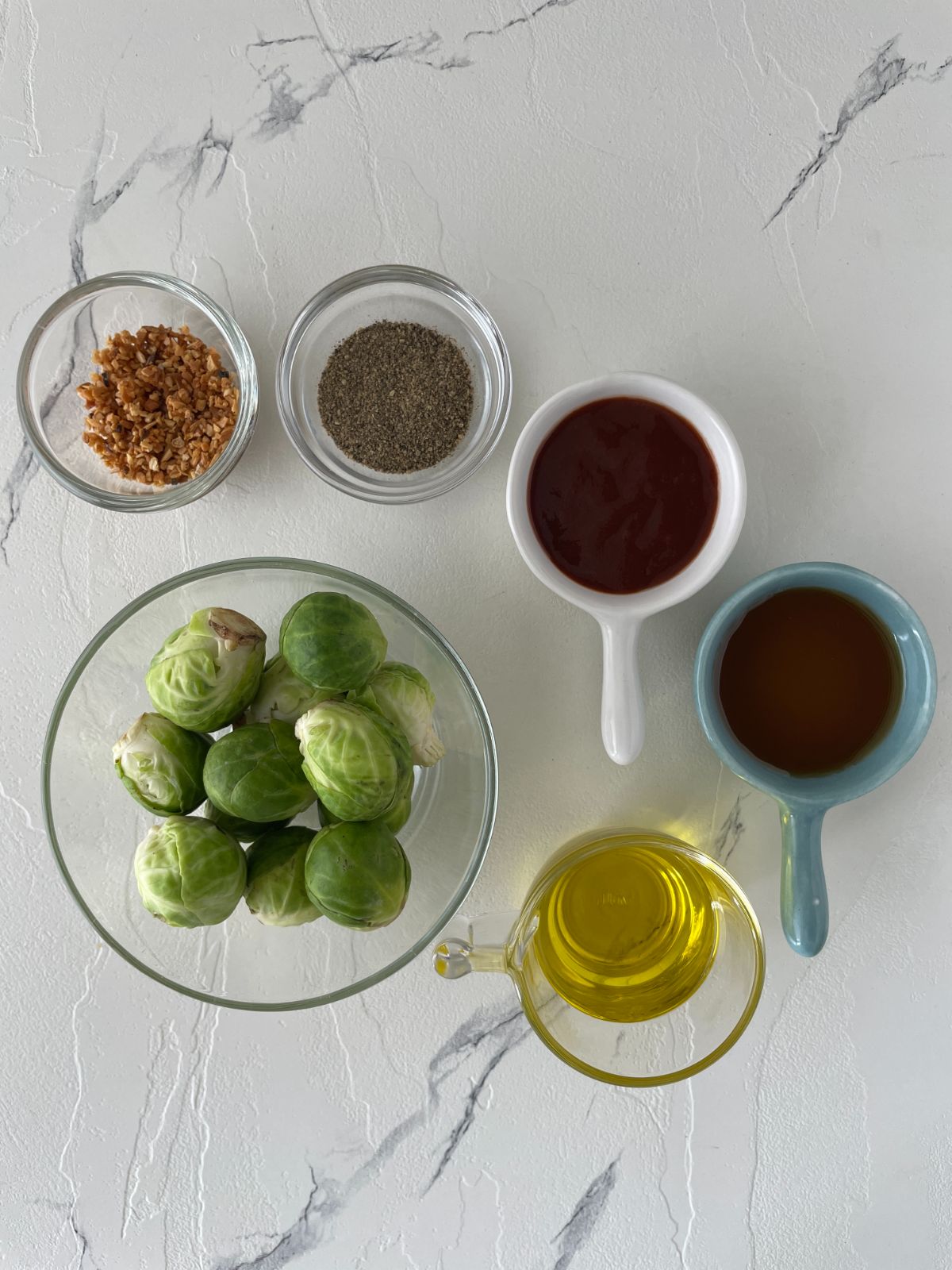 ingredients for the honey sriracha Brussels sprouts