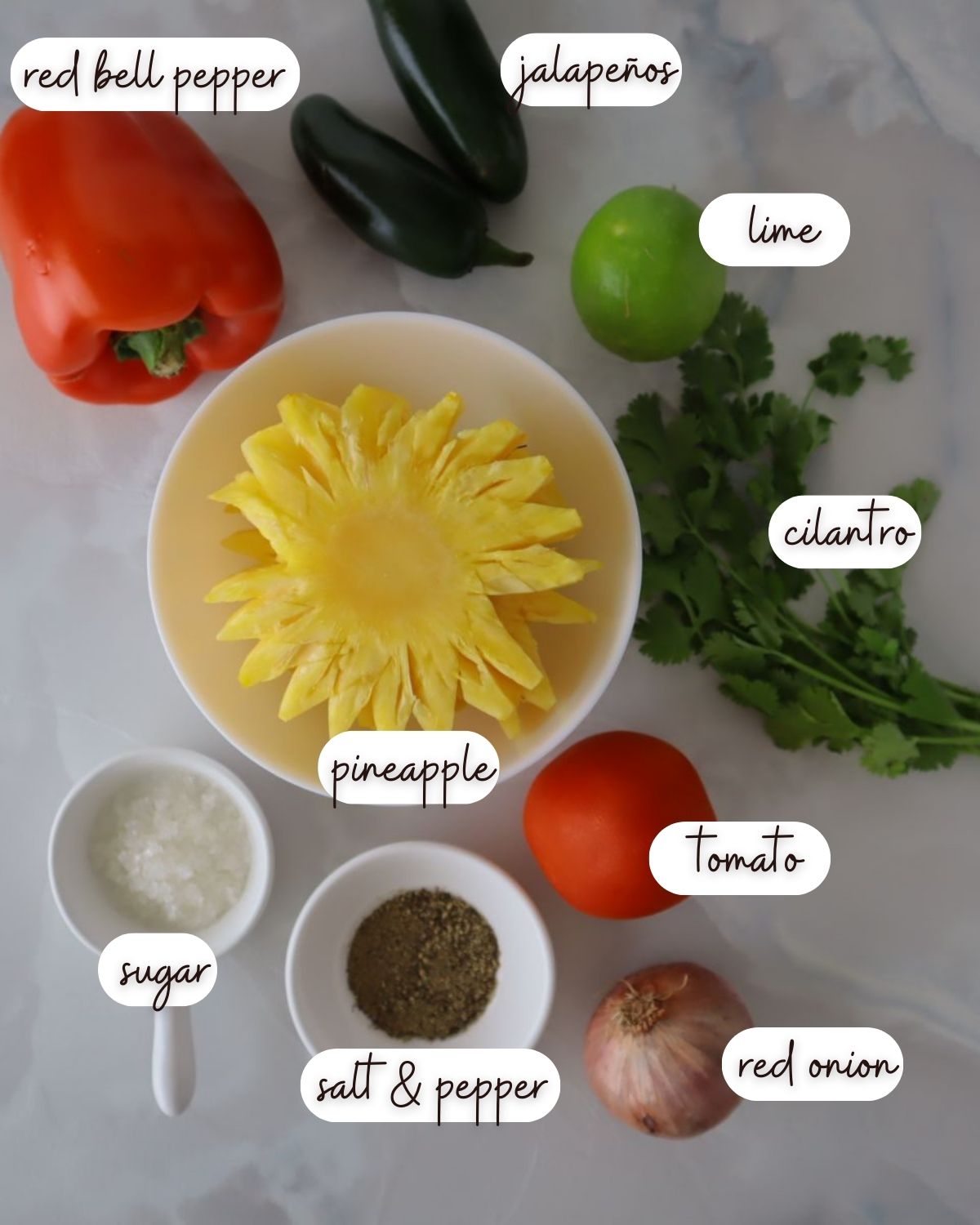 Ingredients of Pineapple Pico de Gallo