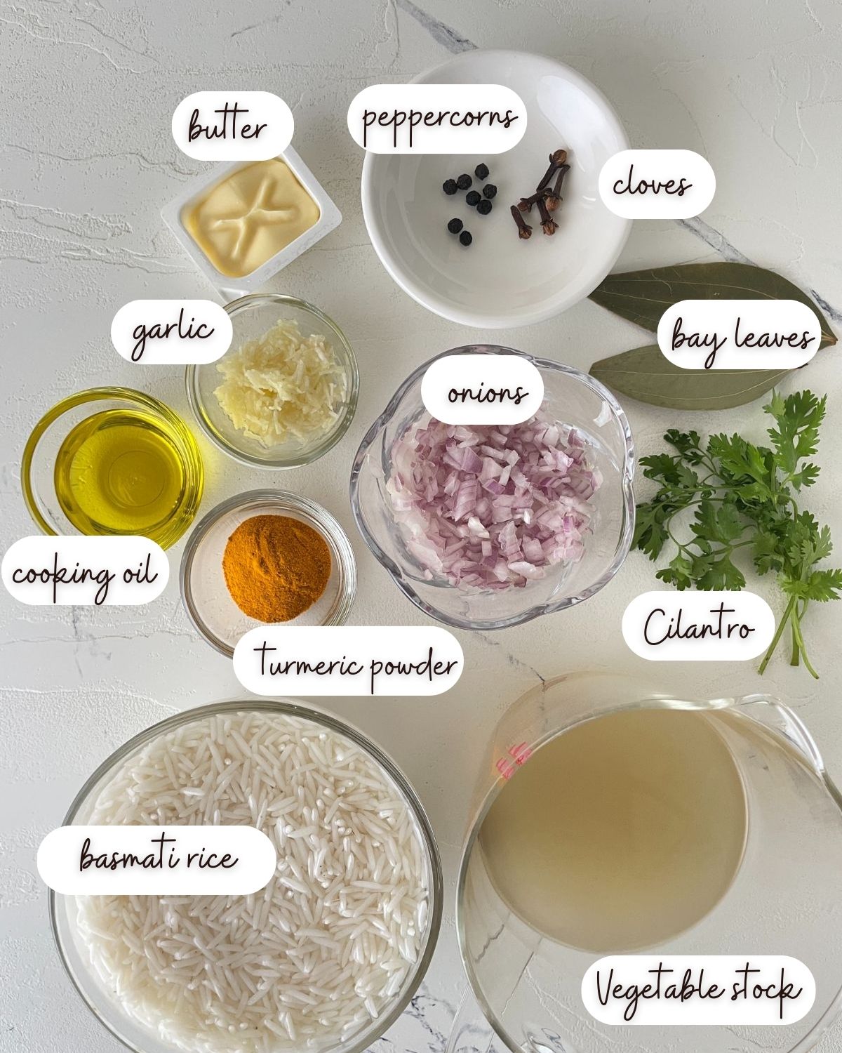 Ingredients of Garlic Turmeric Rice