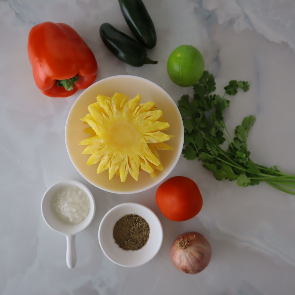 ingredients for the pineapple pico de gallo