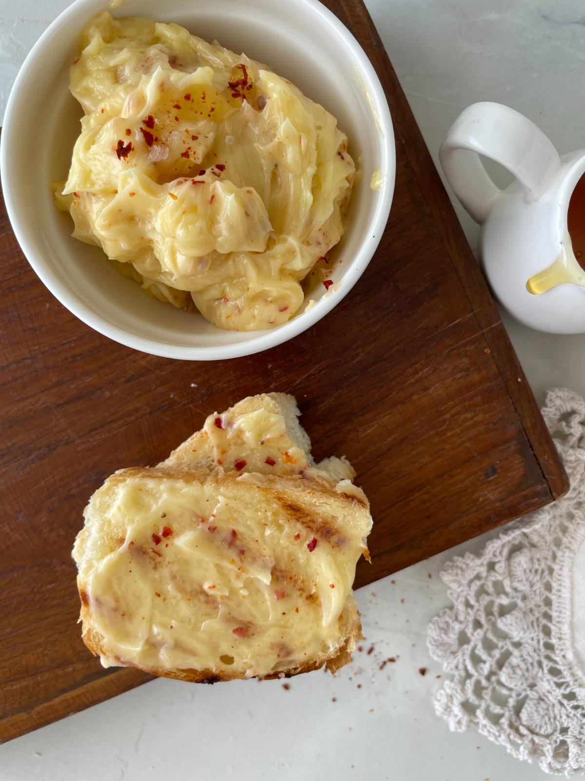 hot honey butter in a small bowl
