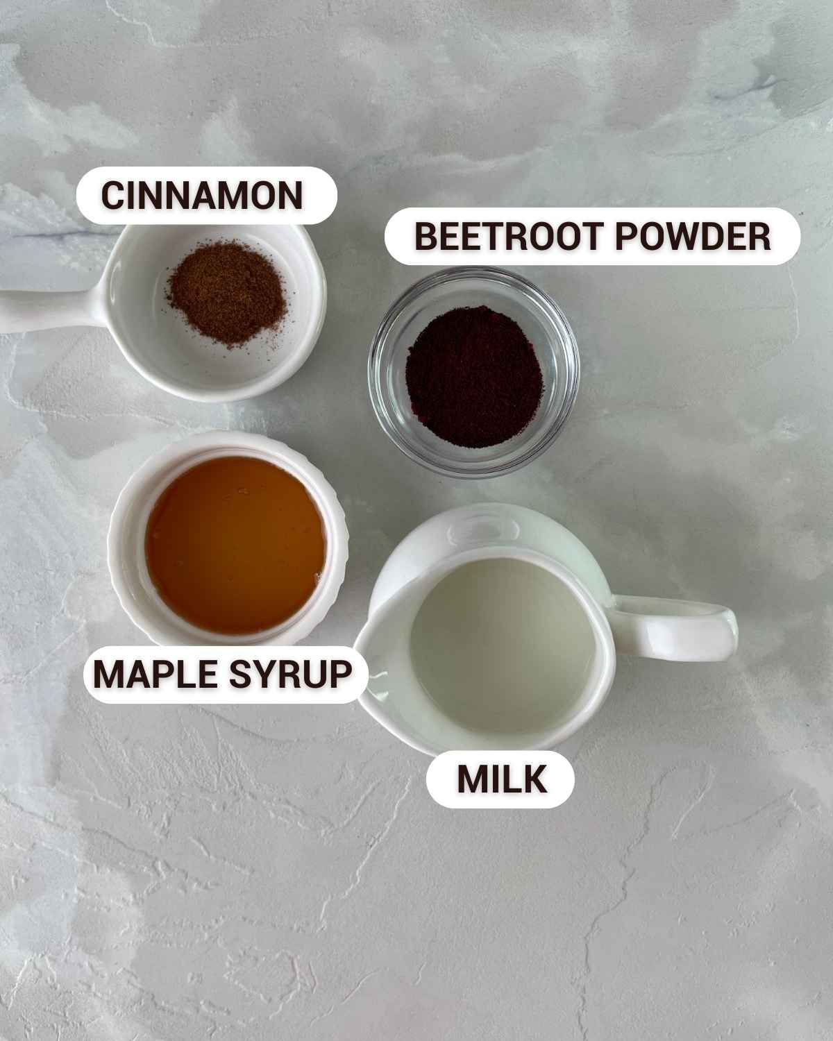 ingredients for the pink latte