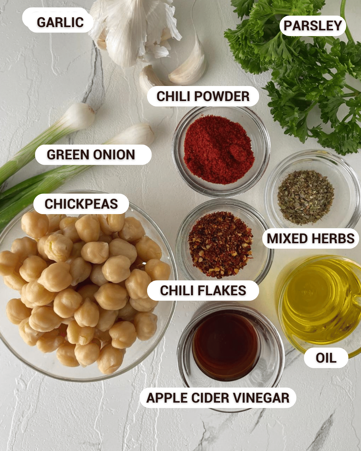 ingredients for the indian chickpea salad