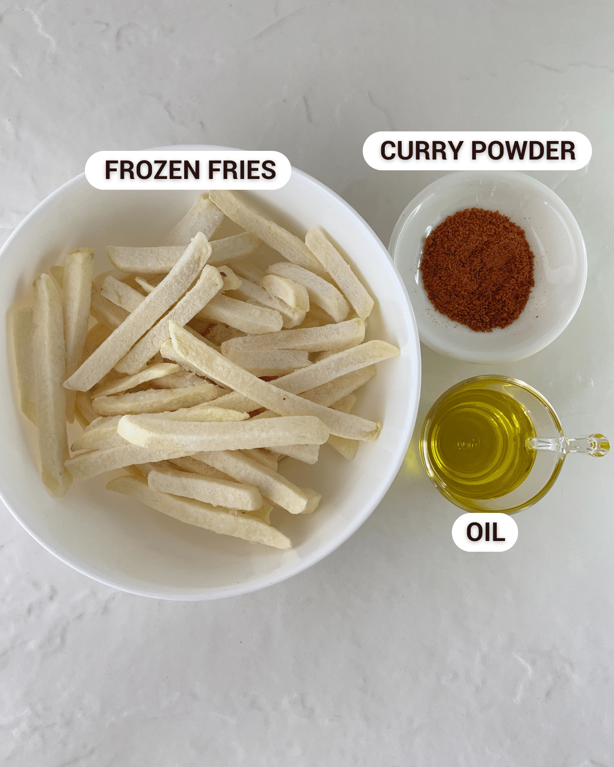 ingredients for the curry fries