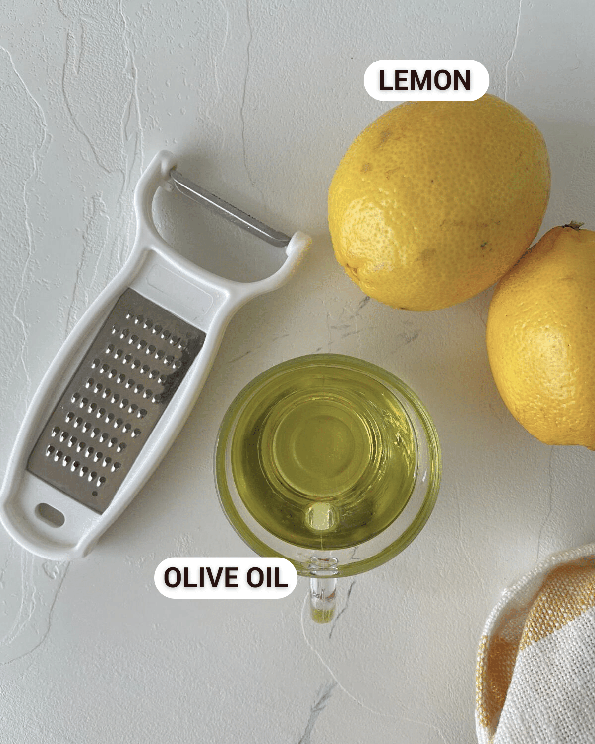 ingredients for the lemon infused olive oil