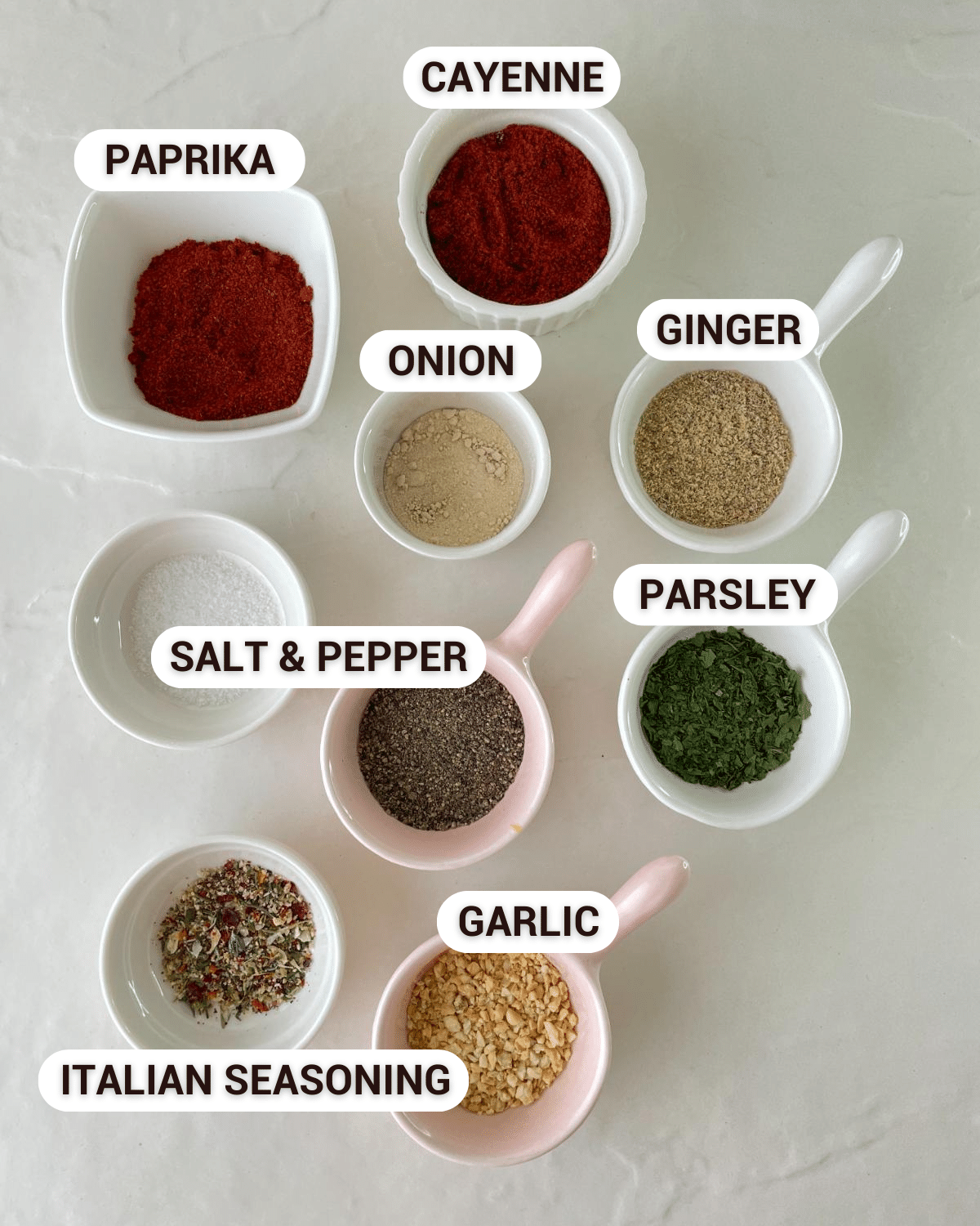 ingredients for the peri peri seasoning