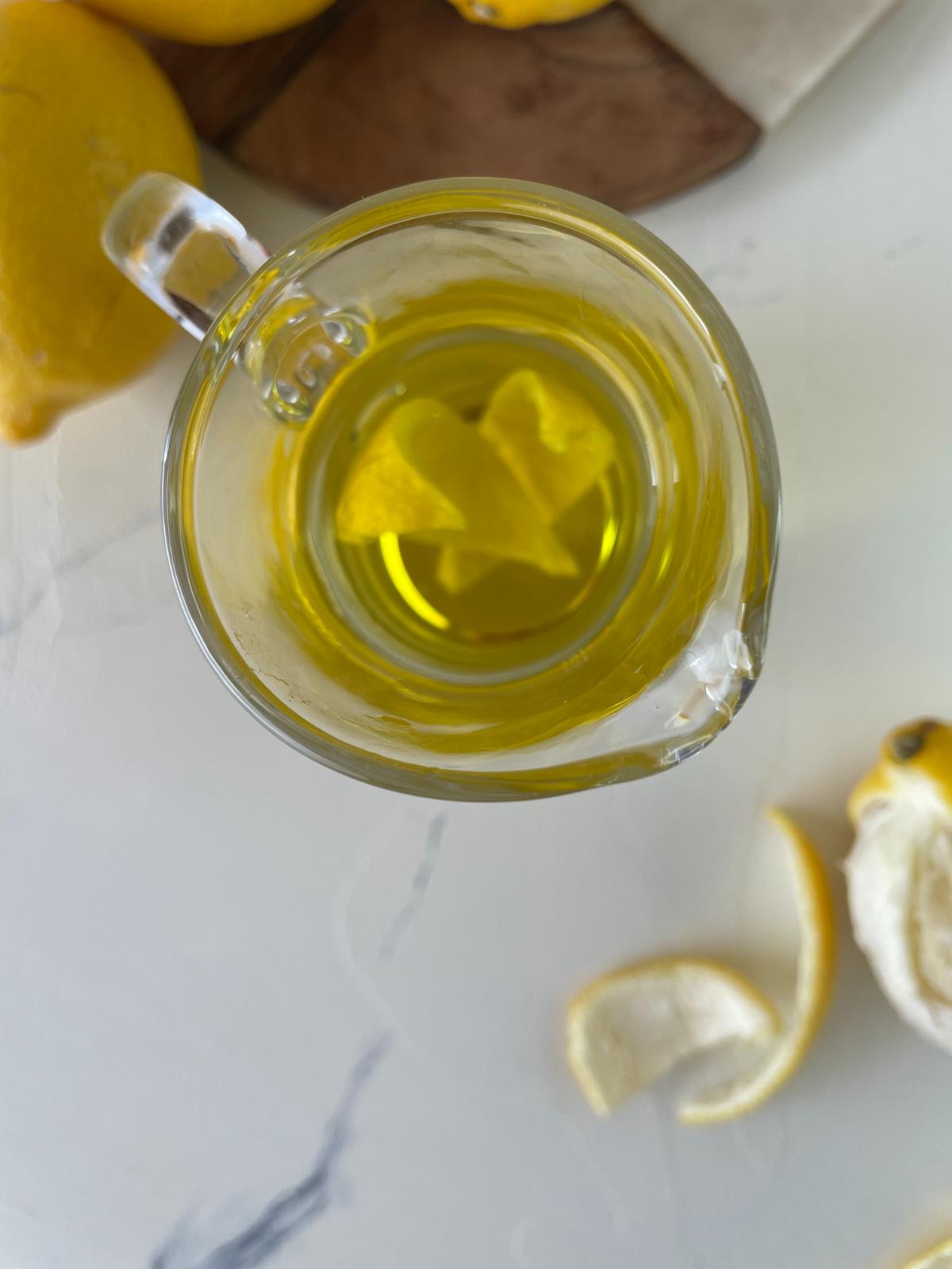  lemon infused olive oil in a jar