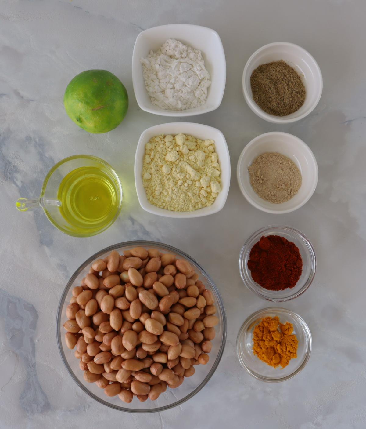 ingredients for the masala peanuts