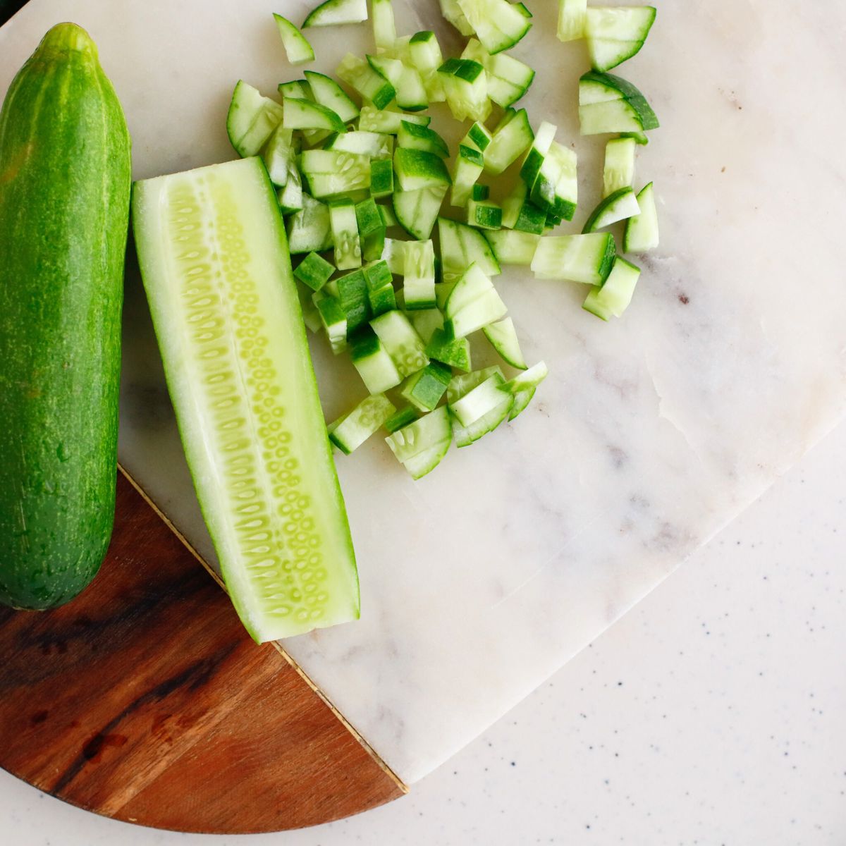 chop cucumber into small chunks