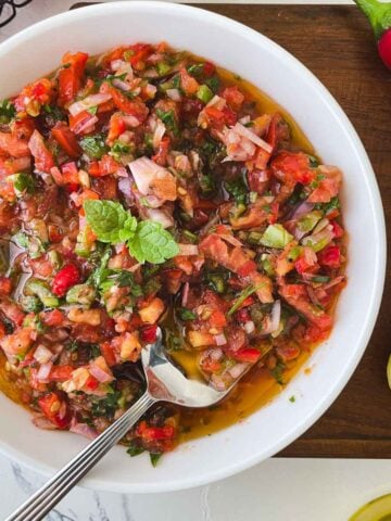 acili ezme served in a bowl