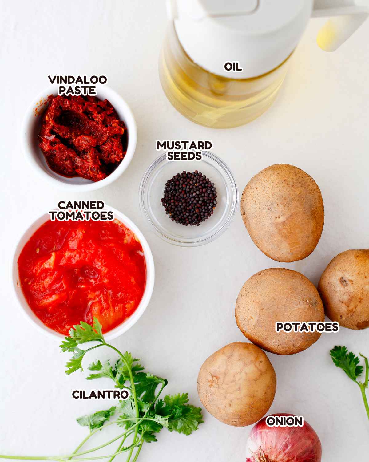 Ingredients shot of Potato Vindaloo