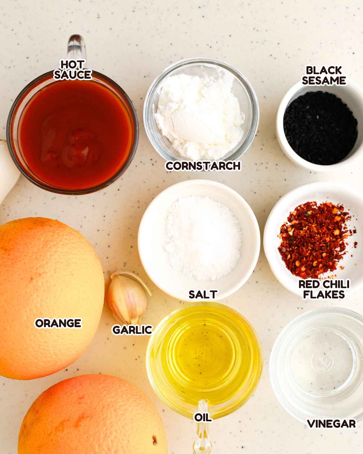 Ingredients of Spicy Orange Chicken