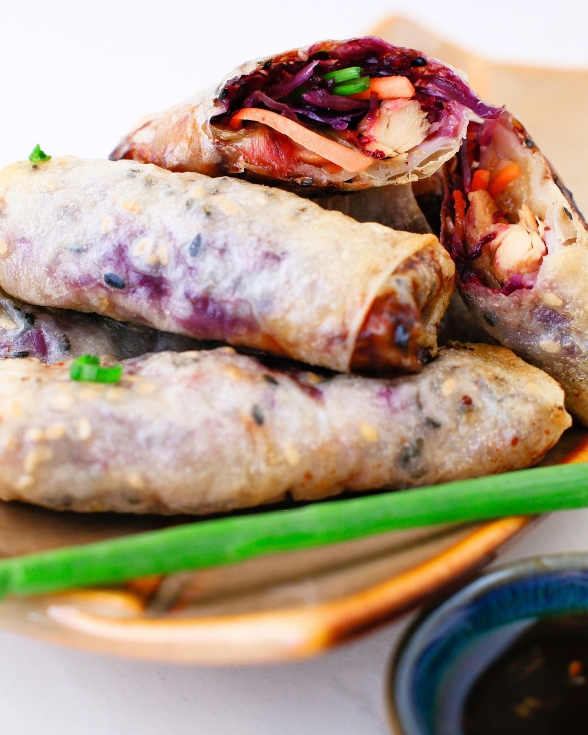 Cooked chicken rice paper dumplings