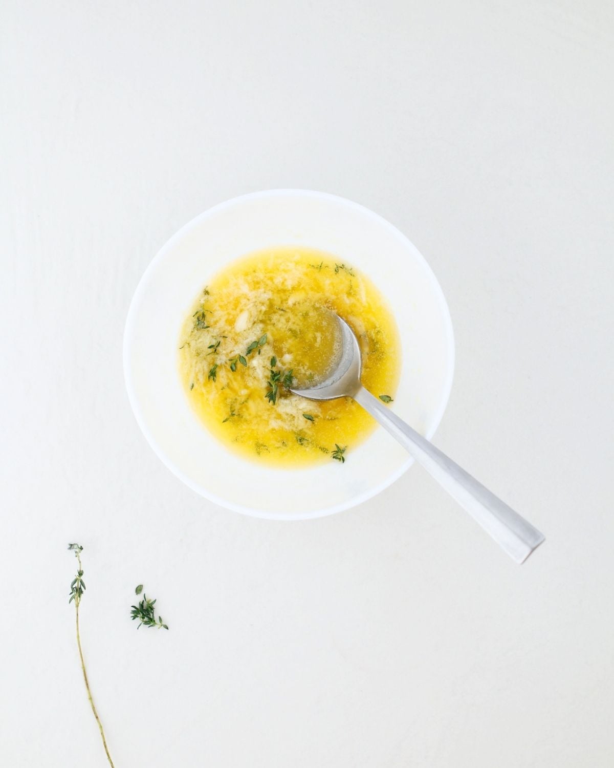 Garlic and thyme butter in a small bowl