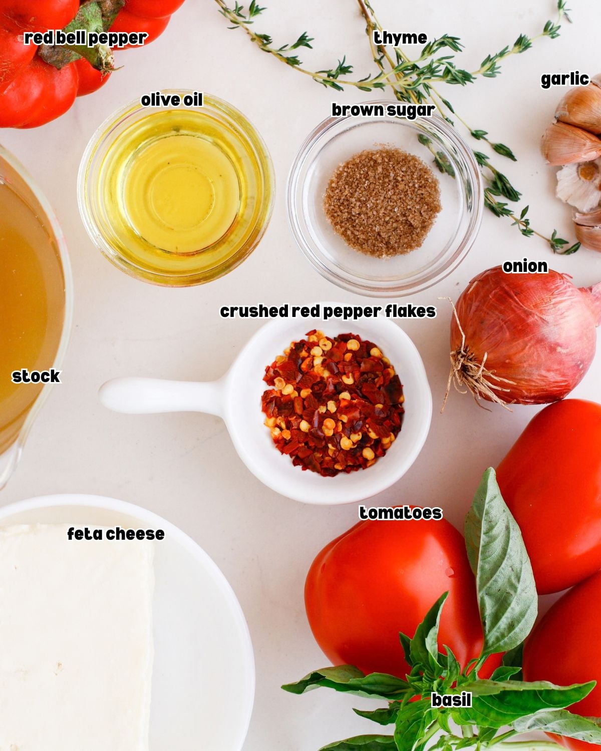 Ingredients for roasted tomato pepper soup