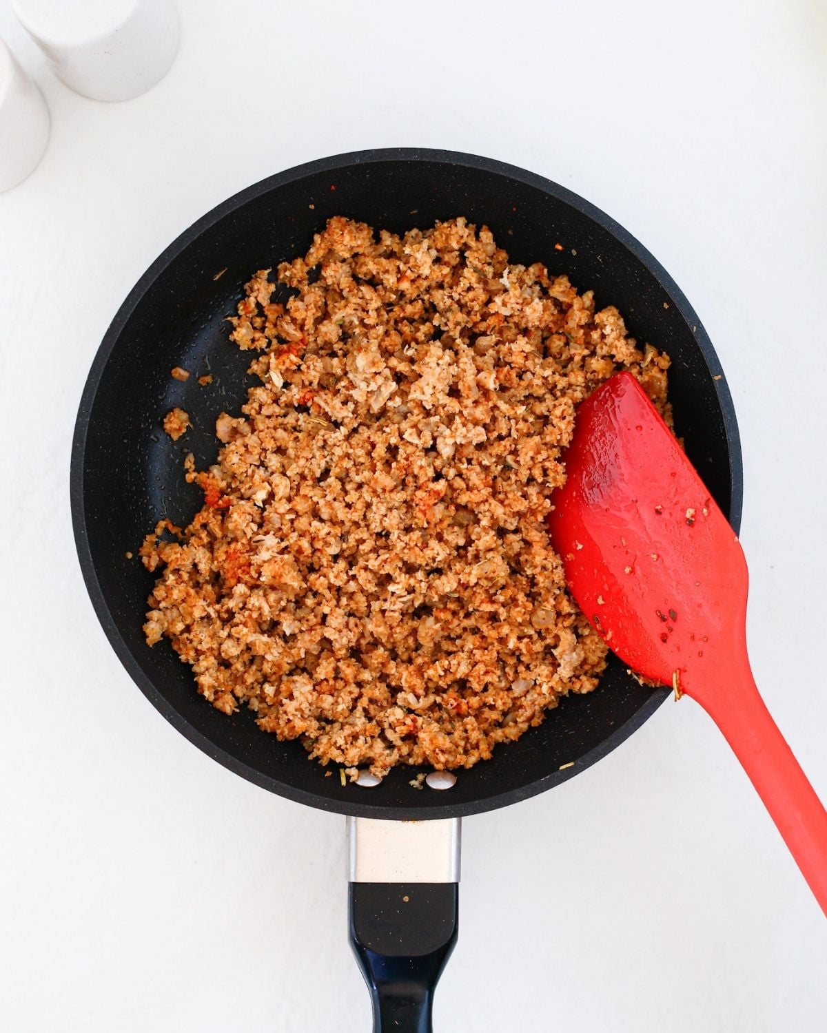 Browned seasoned ground beef