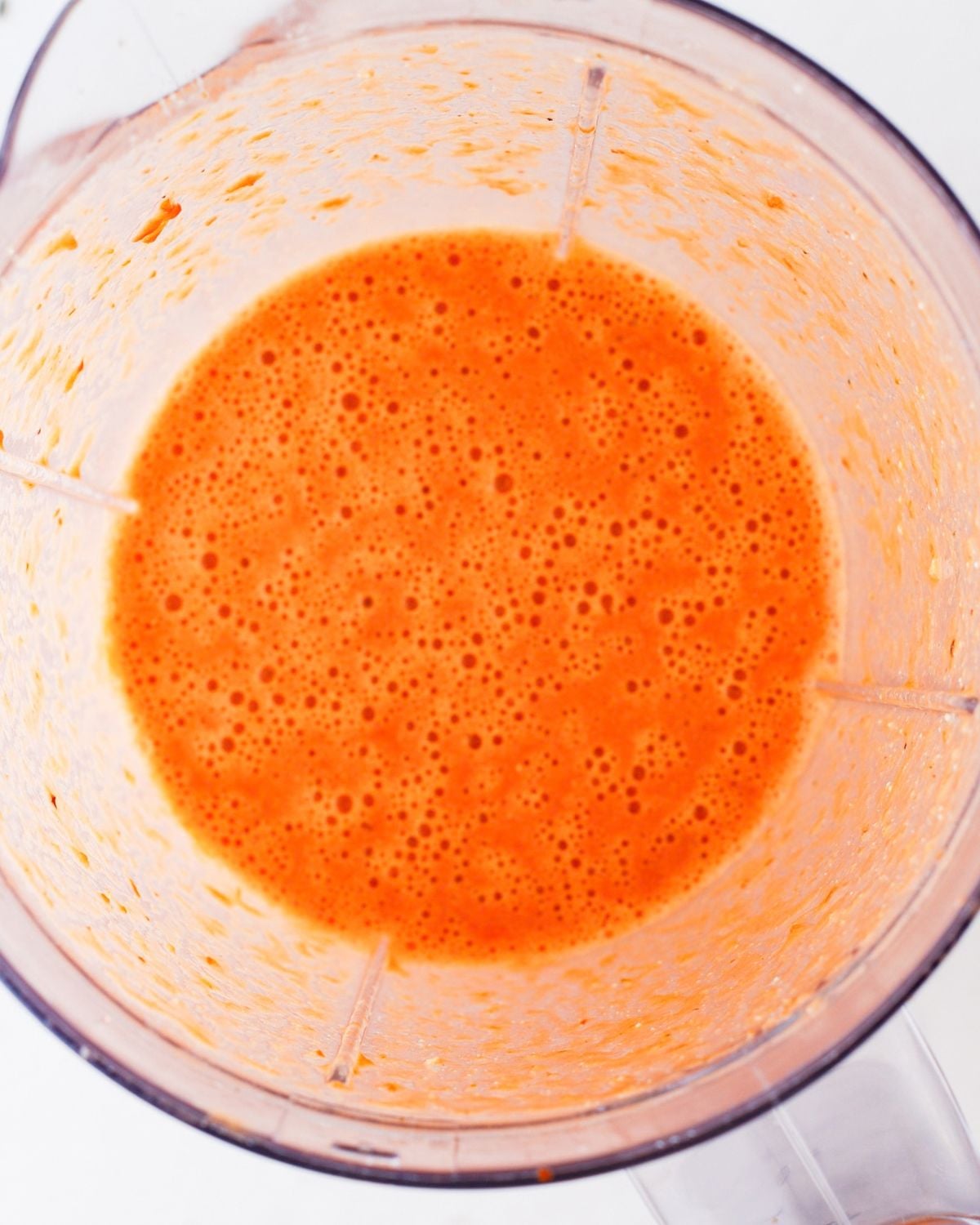 Roasted tomato pepper soup blended until smooth
